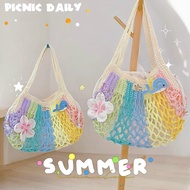 MESH TOTE BAG TUTORIAL | RAINBOW MESH BAG - HANDMADE BAG - MESH BEACH BAG