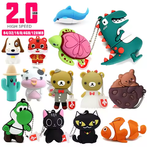 Cartoon Pen Drive 256GB USB Flash Drive 128GB Pendrive 64GB USB Stick 8G Memory Stick 32G U Disk 16G