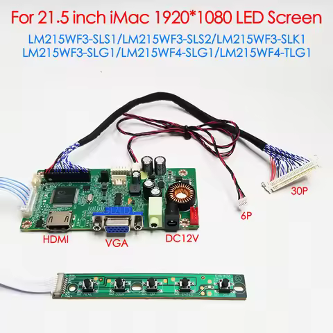 For 21.5 inch iMac 1920x1080 LM215WF3-SLS1 TLG1 LVDS 30P LCD LED HDMI VGA Audio PC Display Kit Monit