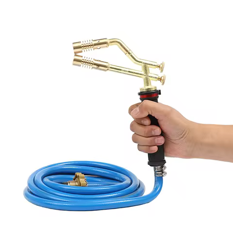 3600 ° F Double Headed Butane Propane Gas Welding Gun Silver Copper Aluminum Welding Tool Bull Hair