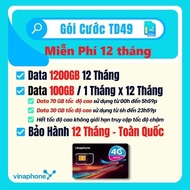 Sim Vinaphone 4G Trọn Gói cả năm TD49 12 Tháng Tặng 100Gb 1 Tháng Miễn Phí trọn gói 1 năm FREESHIP
