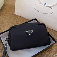 Pr/Outdoor Travel Waterproof Storage Cosmetic Bag Black Multi-Zipper Pocket Nylon Handle Portable Wa