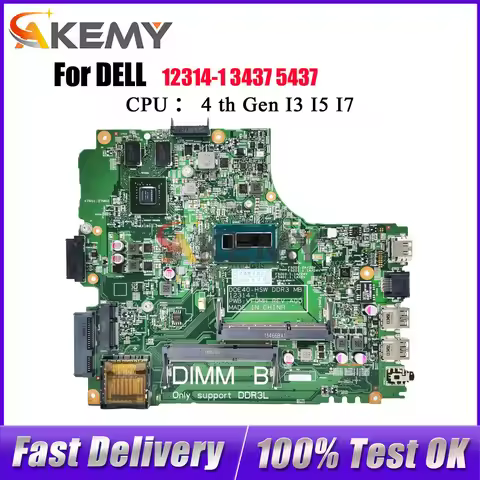 For Dell 14R 3437 5437 Notebook Motherboard DOE40-HSW 12314-1 12307-2 With GPU DDR3 CN-0PFWVF Tested