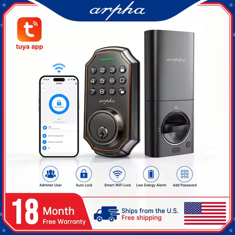 1/2/4PCS Arpha Smart Door Lock Keyless Entry Keypad Electronic Deadbolt WiFi Door Lock with Tuya App