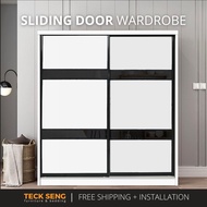 (FREE Shipping & FREE Installation) TECK SENG 8 Feet Sliding Doors Wardrobe / Anti-Jump / 2 Sliding 