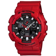 Casio G-Shock Red Resin Strap Watch GA-100B-4 GA-100B-4A