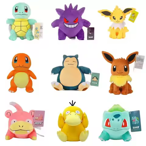 Takara Tomy Pokemon Plush Pikachu Psyduck Squirtle Bulbasaur Charmander Dragonite Jolteon Anime Plus