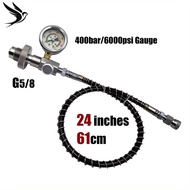 TEMU Air Inflation Device Valve Spring-protected Hose 24 Inches/61cm Threaded Connection G5/8 5/8 Qu