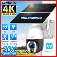 LS VISION กล้องวงจรปิดแสงอาทิตย์8MP UBOX WFi/ 4G20X บันทึก24/7โหมดการซูมออปติคอลโหมดการทำงานคู่กลางแ