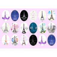 [Angel Bella DIY Handmade] CH118 Eiffel Tower Oval Time Gem Epoxy Picture Glass Bubble Hair Clip Key