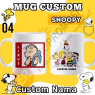 Mug Karakter Snoopy Custom Nama Gelas Kartun Snoopy