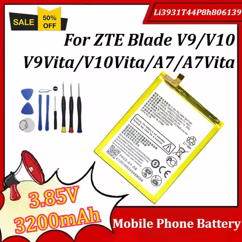 Li3931T44P8h806139 3.85V 3200mAh Mobile Phone Battery for ZTE Blade V9/V10/V9Vita/V10Vita/A7/A7Vita