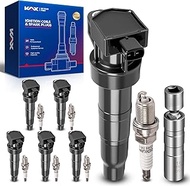 KAX Set of 6 Coils Pack & Iridium Spark Plugs w/Magnetic Socket for HY Santa Fe Sonata Veracruz Azer