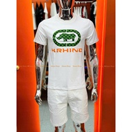 HR10 H.RHINO Men's T-shirt Round Neck White and Blue, 2-Way Stretch Cotton, Nice Standard Form.