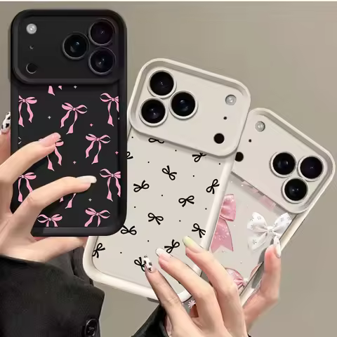 Luxury Cartoon Bow Matte Silicone Case For Realme 15 14 Pro 15T 5G 8 9 11 12 13 Pro Plus 8i C53 C55 