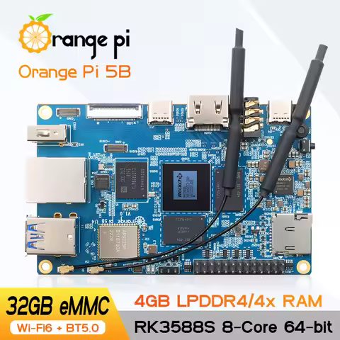 Orange Pi 5B 4GB RAM 32G EMMC 64-bit Rockchip RK3588S SBC Single Board Computer WIFI Bluetooth BLE M