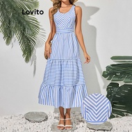 Lovito Casual Dress Striped Dress for Women LBL16571