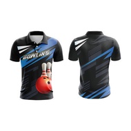 Blue Bowl Blitz Baju Bowling Jersey Custom Name Bowling Pickle Ball Jersey
