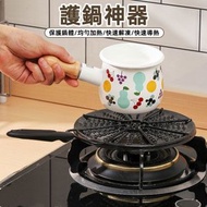 日豚百貨 - 日本廚房明火護鍋導熱板 熱牛奶 解凍 煲湯 炆煮 家用陶瓷導熱盤 （長柄/19cm/黑色） 電磁爐適用煎鑊 [平行進口]