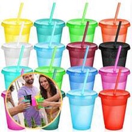 10/20pcs Colorful Glitter Sequin Cups With Straws And Lids, Reusable Water Cups, Iced Coffee To-Go C