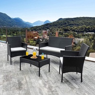 4 Pieces Outdoor Patio Furniture Sets Rattan Chair Wicker Set