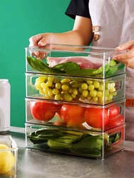 1入組簡單透明的冰箱抽屜式食品儲存盒,廚房桌面組織器,適用於水果、蔬菜、冷凍和保存容器