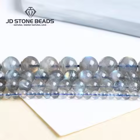 High Quality Natural Grey Labradorite Moonstone Round Loose Spacer Beads For Jewelry Making DIY Brac