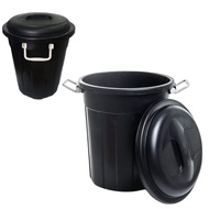 Black Fibre Dustbin With Cover / Tong Sampah Hitam / Black Garbage Bin / Trash Bin / Tong Air/ Tempa