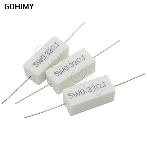 10PCS 5W Cement resistance 0.1 ~ 10k ohm 0.33R 1R 10R 100R 0.22 0.33 1 10 100 1K 10K ohm Cement resi