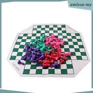 [AmlesoMY] 4-Color Four Player Chess Set with Soft Chess Board for Kids and Adults