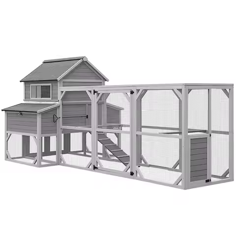 134.5" Extra Large Chicken Coop with Run for 8-10 Chickens ( Inner Space 55.12ft²)