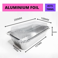 READY STOCK 5 PCS ALUMINIUM FOIL TRAY WITH LID 4573-P(RECTANGULAR) / BEKAS BUNGKUS