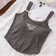 Áo Ba Lỗ Muslin Dành Cho Nữ Có Miếng Đệm Ngực Cố Định Thiết Kế In Hình Độc Đáo Cảm Giác Cột Sống