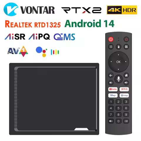 RT-X2 Android 14 TV Box 4GB 32G 4GB 64GB Realtek1325 Support AV1 HDMI 2.1b 2T2R Wifi5 BT5.2 Andro 10