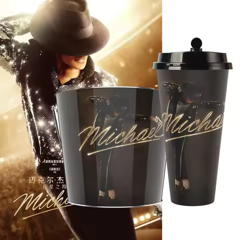 New Genuine Michael Jackson Movie Collectible Tumbler Set Microphone Shaped Cup Popcorn Bucket Fedor