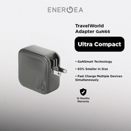 ENERGEA Travelworld GaN66, 3C1A/2C1A PD/PPS/QC3.0 Wall Charger, 66W (US+UK+EU+AUS) - Gunmetal