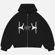 Hoodie Boxy Hitam Dream Hands / Zipper Hoodie Boxy / Zipper Boxy  Fleece
