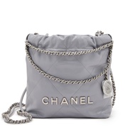 Chanel Grey Quilted Calfskin Mini 22 Silver Hardware, 2023