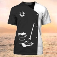 New Cleaning Tools 3d Print T-Shirt Woman Men House Cleaner Uniform Workwear Tee