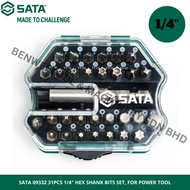 SATA 09332 31PCS 1/4'' DR. ELECTRIC SHANK BITS SET / TORX BITS / RESISTORX BITS / HEXAGON BITS / PHI