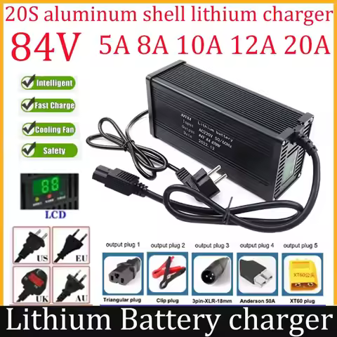 72V 5A 8A 10A 12A 15A 20A Charger 20S Li-ion Battery Pack 84V 5A 8A 10A 12A 15A 20A Intelligent Fast