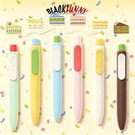 BLACKFUNNY 0.5mm Black Retractable Gel Pen Cute Cake Color‑Block Chubby Pocket Pen Push Button Journ