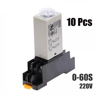 H3Y-2 Timer Relay AC 220V  0-60s  Delay Timer 220VAC Time Relay with Base Socket