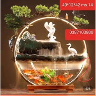 Agarwood Feng Shui Smoke Waterfall, Premium Agarwood Reward With Inter-Activated led Lamp Semicircular Aquarium