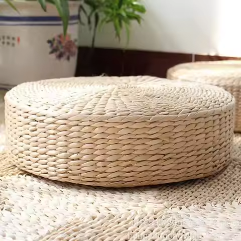 D2 Handmade Straw Futon Cushion Pony Mat Floor Mat Worship Buddha Bay Window Mat Round Japanese Soli