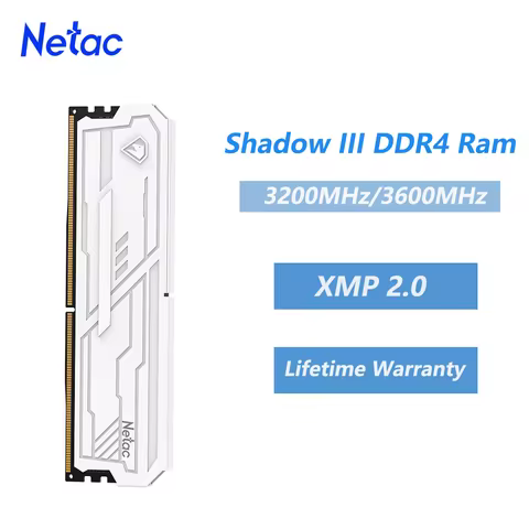 Netac Shadow III DDR4 8G 16G 8Gx2 16Gx2 Ram Memory DDR4 3200MHz 3600MHz Memory HeatSink XMP2.0 Lifet