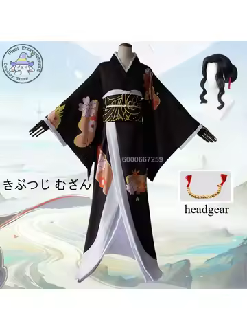 Popular Anime Kibutsuji Muzan Cosplay Costume Hot Role Play Women Kimono Uniforms Clothes Wig Dresse
