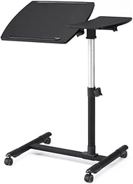 Adjustable Overbed Table with Wheels, Mobile Laptop Desk for Bed or Sofa, Tilting Top & Height Adjus