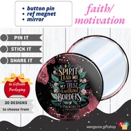 Pocket Mirror with Inspirational Verse | Ref Magnet with Inspirational Verse Badge Pin Bible Verse
