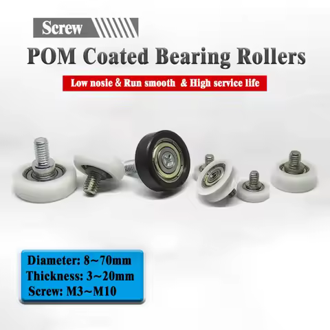 5pcs OD 26mm POM Coated Bearing Rollers With M6 Screw And 626Z Bearing BS62626-8C4L10M6 26x8mm Door 